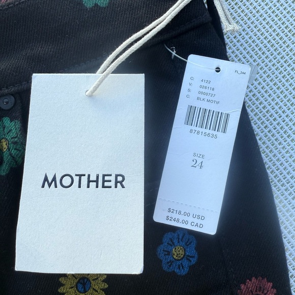 NWT $218 Black Mother The Insider Flood Fresh As A Daisy Jeans 24 - Picture 3 of 16